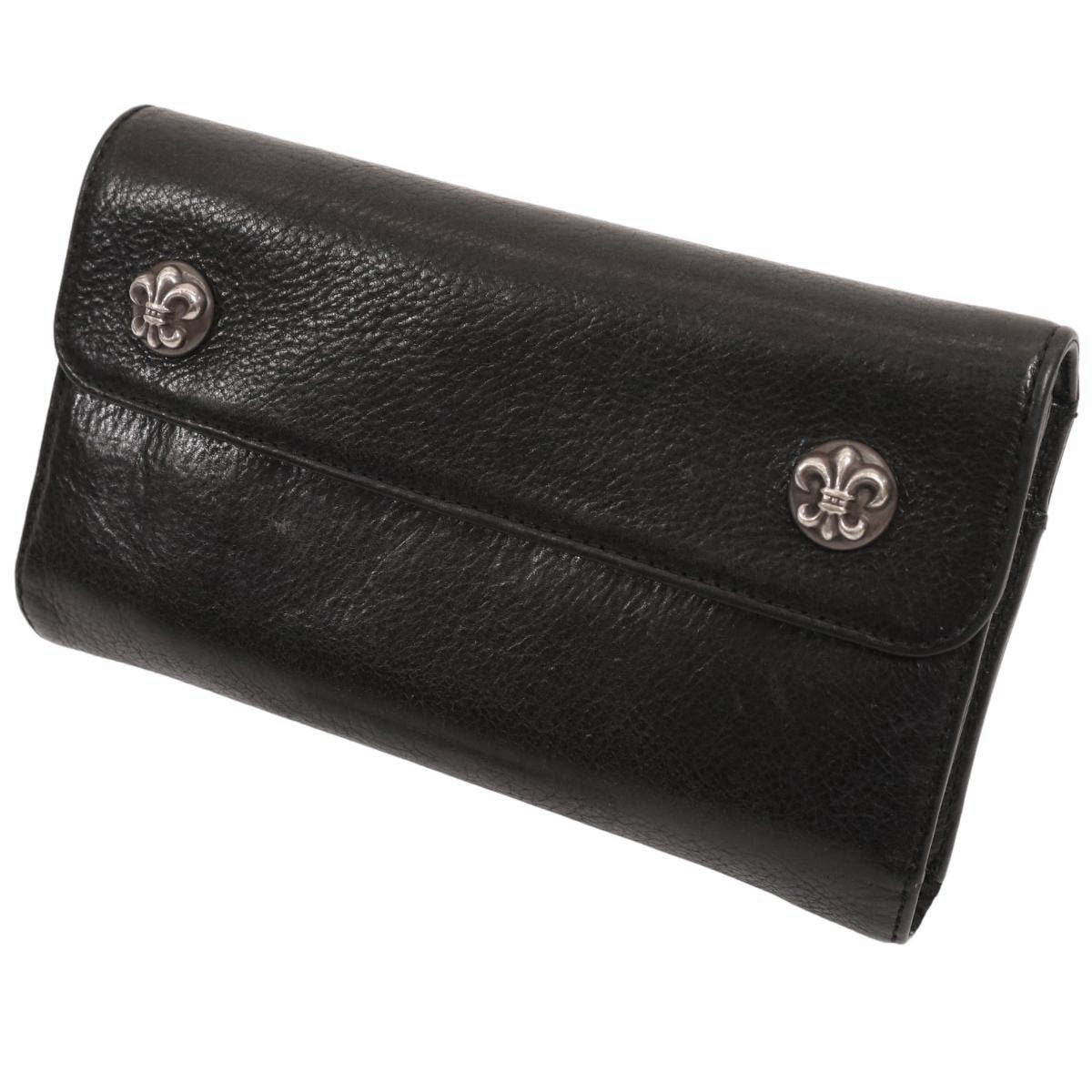 Leather Fleur de Lis Button Wallet
