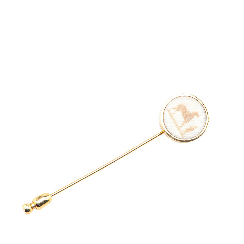 Hermes Metal Plated Corozo Pin Brooch Horse Brooch