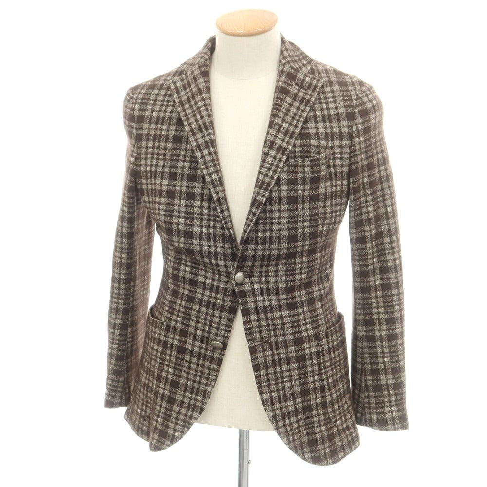 eleventy Wool Cotton Jersey Check Casual Jacket