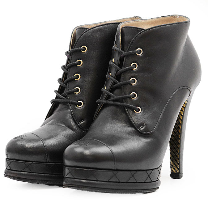 Chanel Leather High Heel Boots