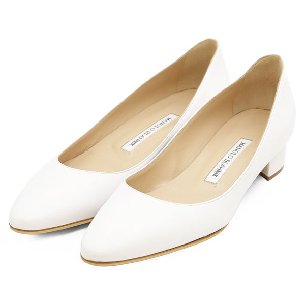 Manolo Blahnik Calfskin Low Heel Pumps