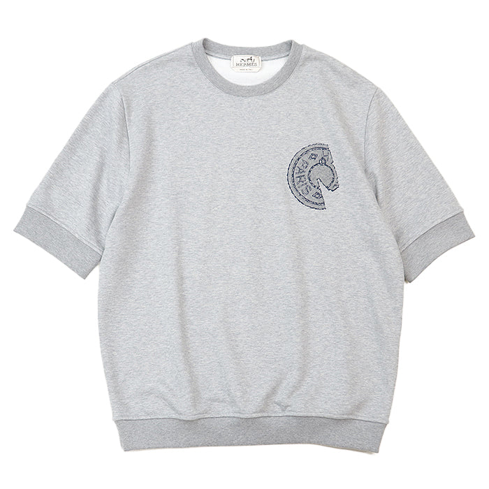 Hermes Signature Logo Embroidery Cotton T-shirt