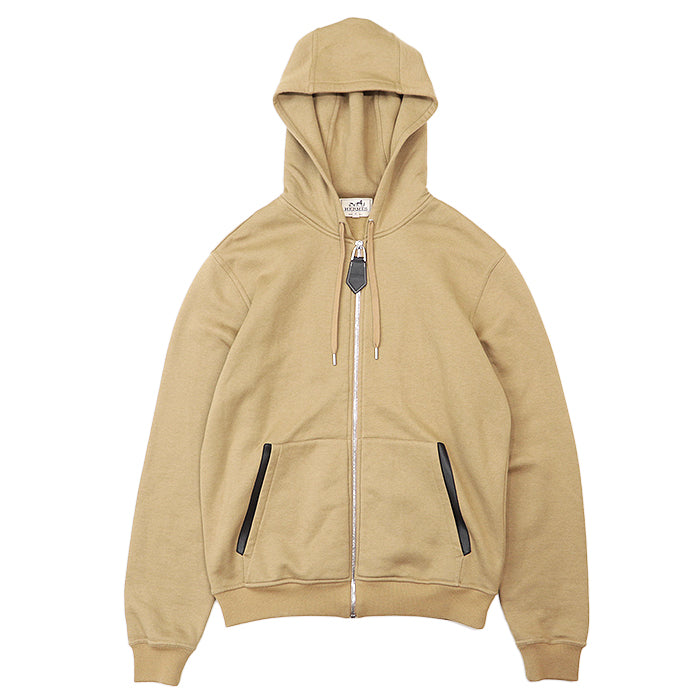 Hermes Cashmere Blend Leather Trim Hoodie