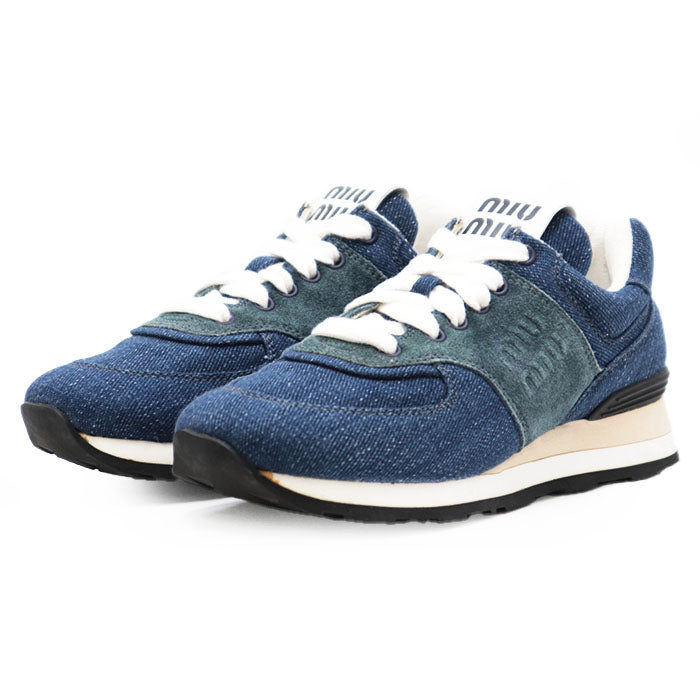 Miu Miu Denim Suede Sneakers