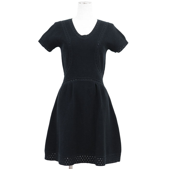 Chanel P51276 Cotton Knit Dress Blue Pre-owned