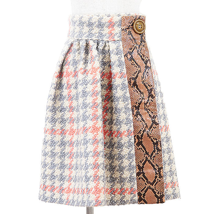 Miu Miu Houndstooth Virgin Wool Python Skirt