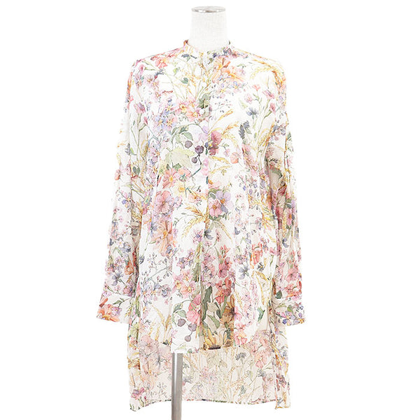 Christian Dior Cotton Long Floral Embroidery Shirt