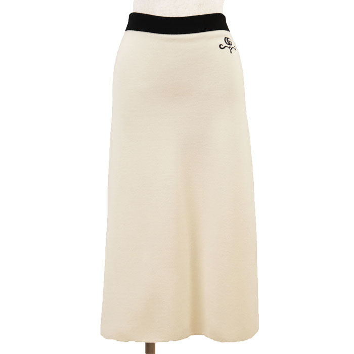 Gucci GG Double G Embroidery Wool Knit Skirt