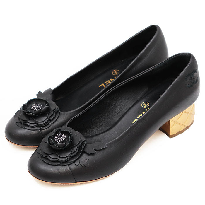 Chanel Camellia Quilted Leather Pumps
