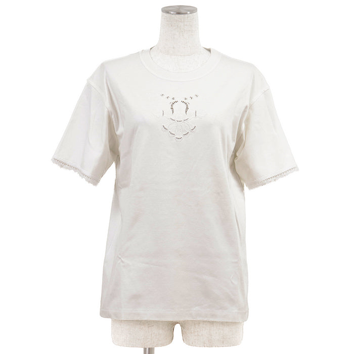 Hermes Cotton Embroidery Lace Short Sleeve T Shirt