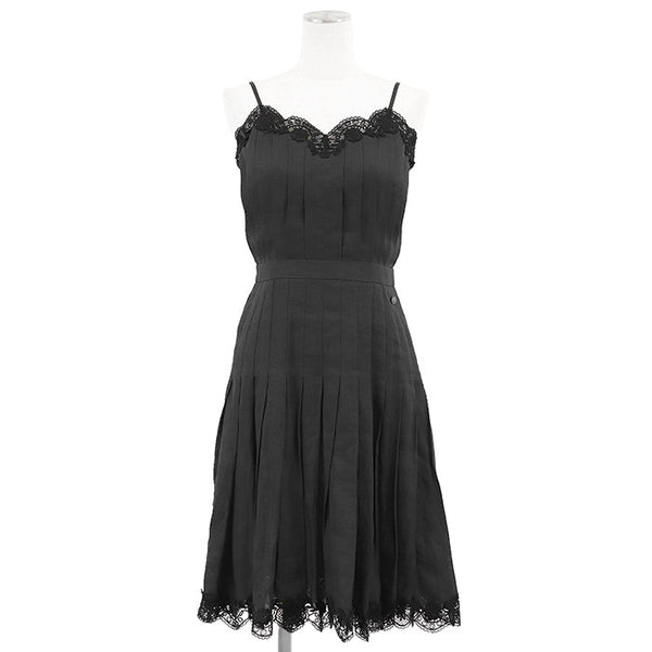 Chanel Ramie Lace Pleated Dress