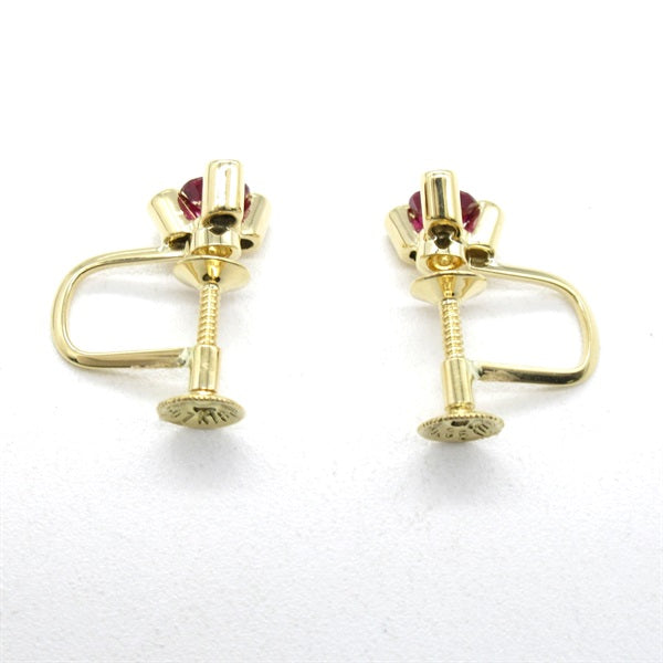 TASAKI Women's K18 Yellow Gold Earrings with Diamonds and Rubies