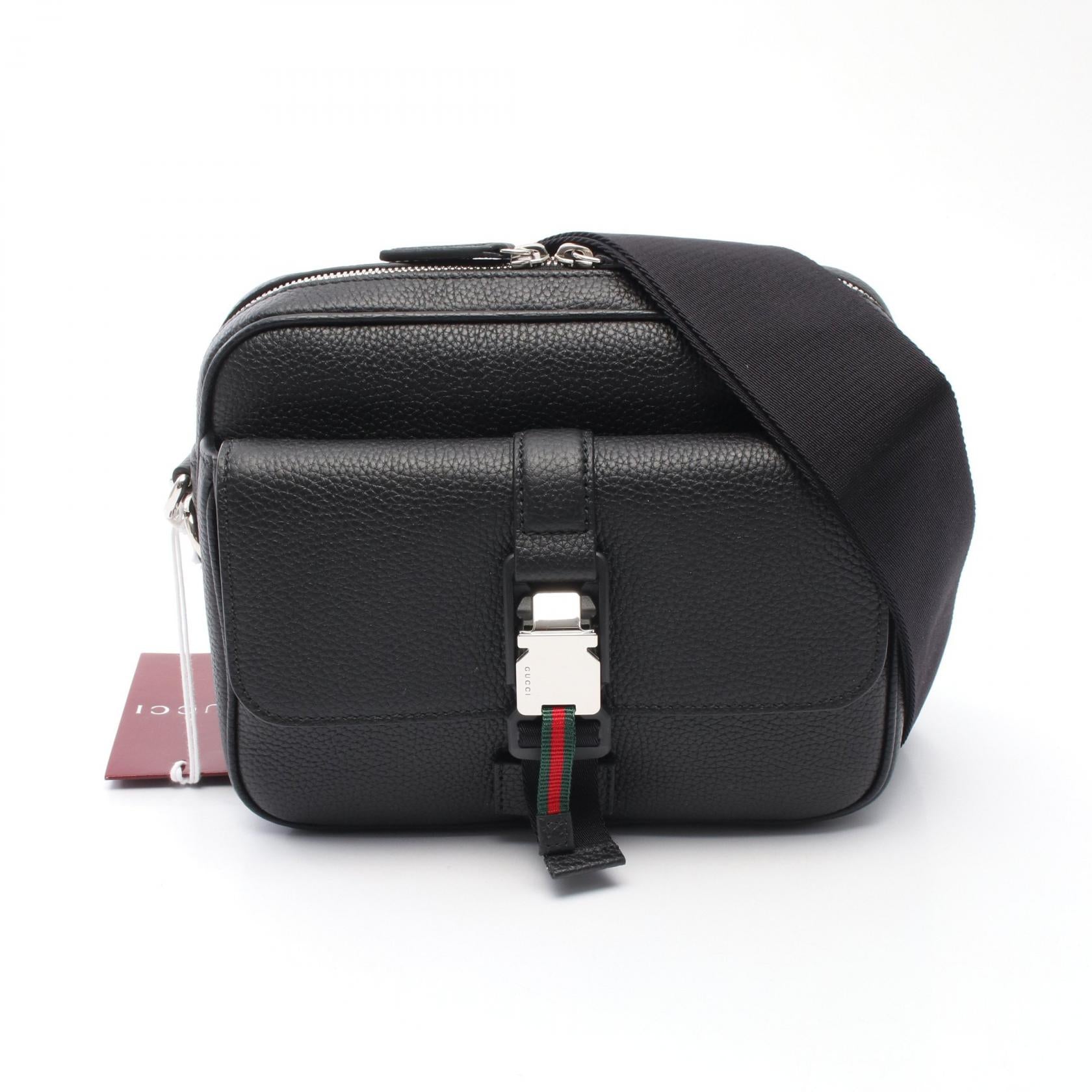 GUCCI Web Stripe Leather Shoulder Bag
