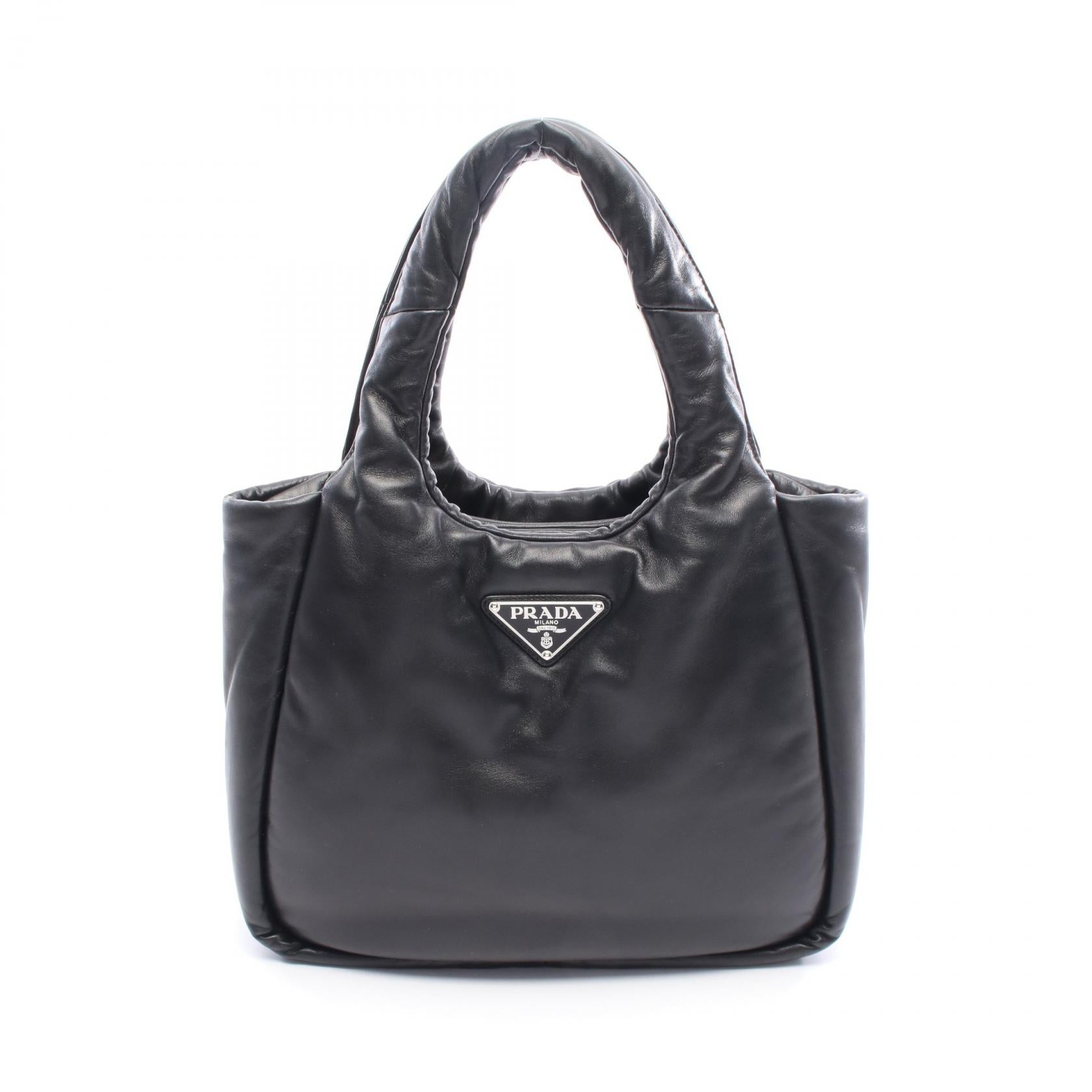 Prada Triangle Logo Leather Handbag