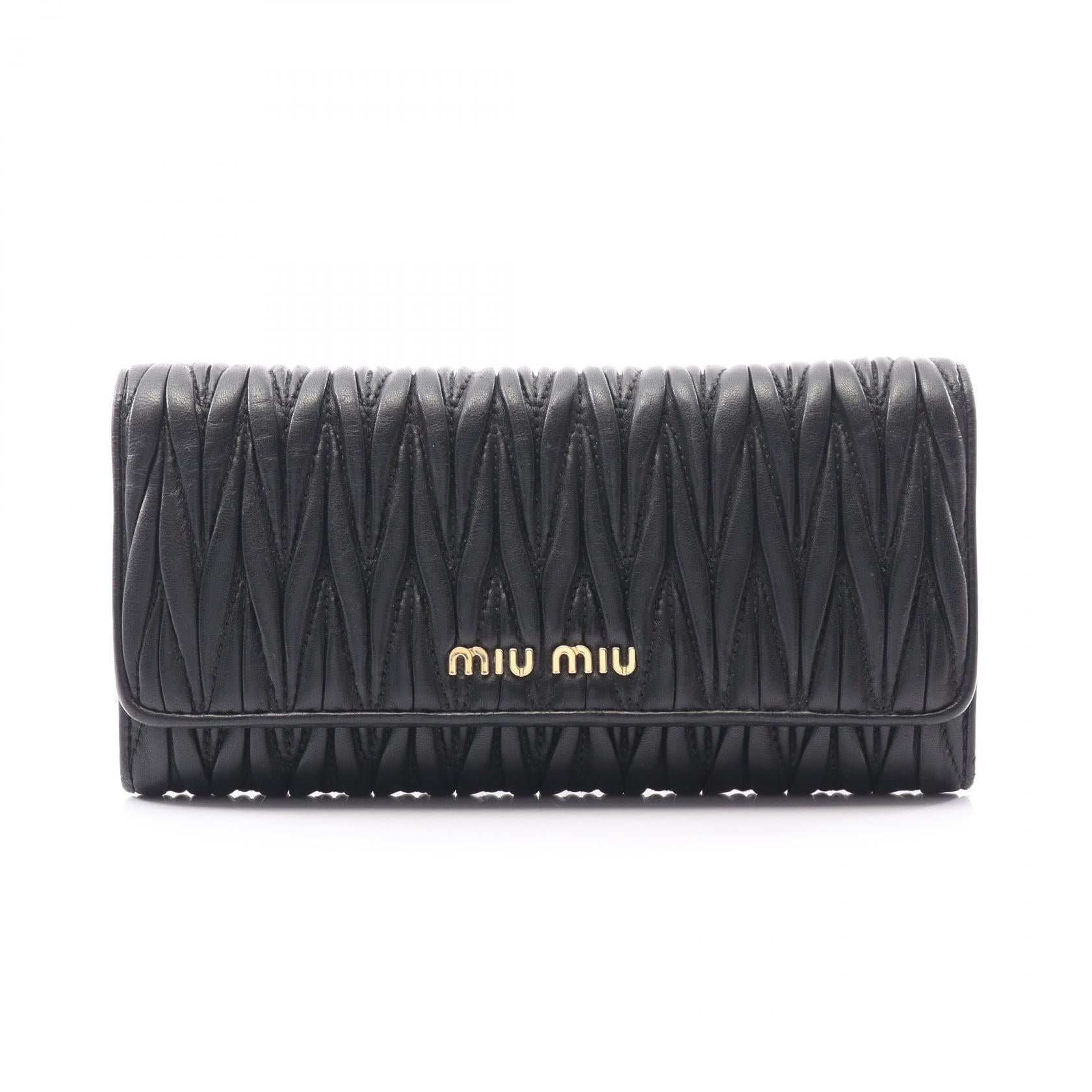 Miu Miu MATELASSE1 leather long bifold wallet