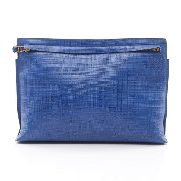 Loewe T Pouch Linen Leather Clutch Bag