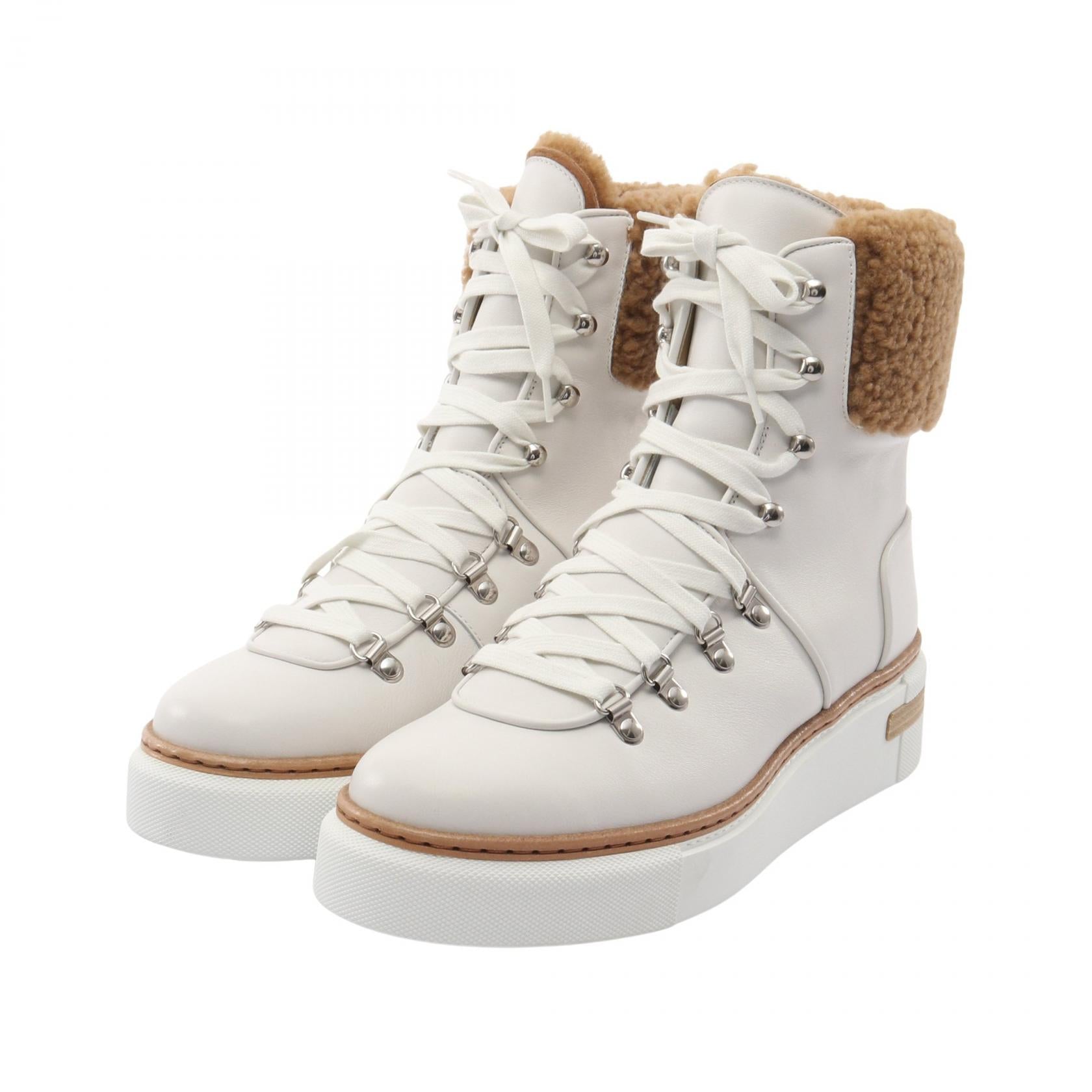 Hermes Flocon Leather Shearling Boots
