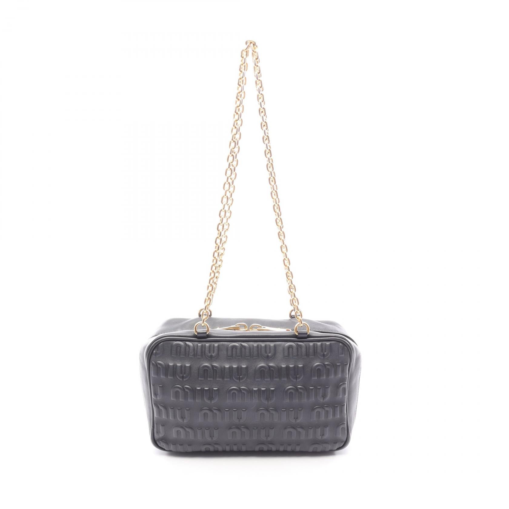 Miu Miu Embossed Logo Leather Shoulder Bag