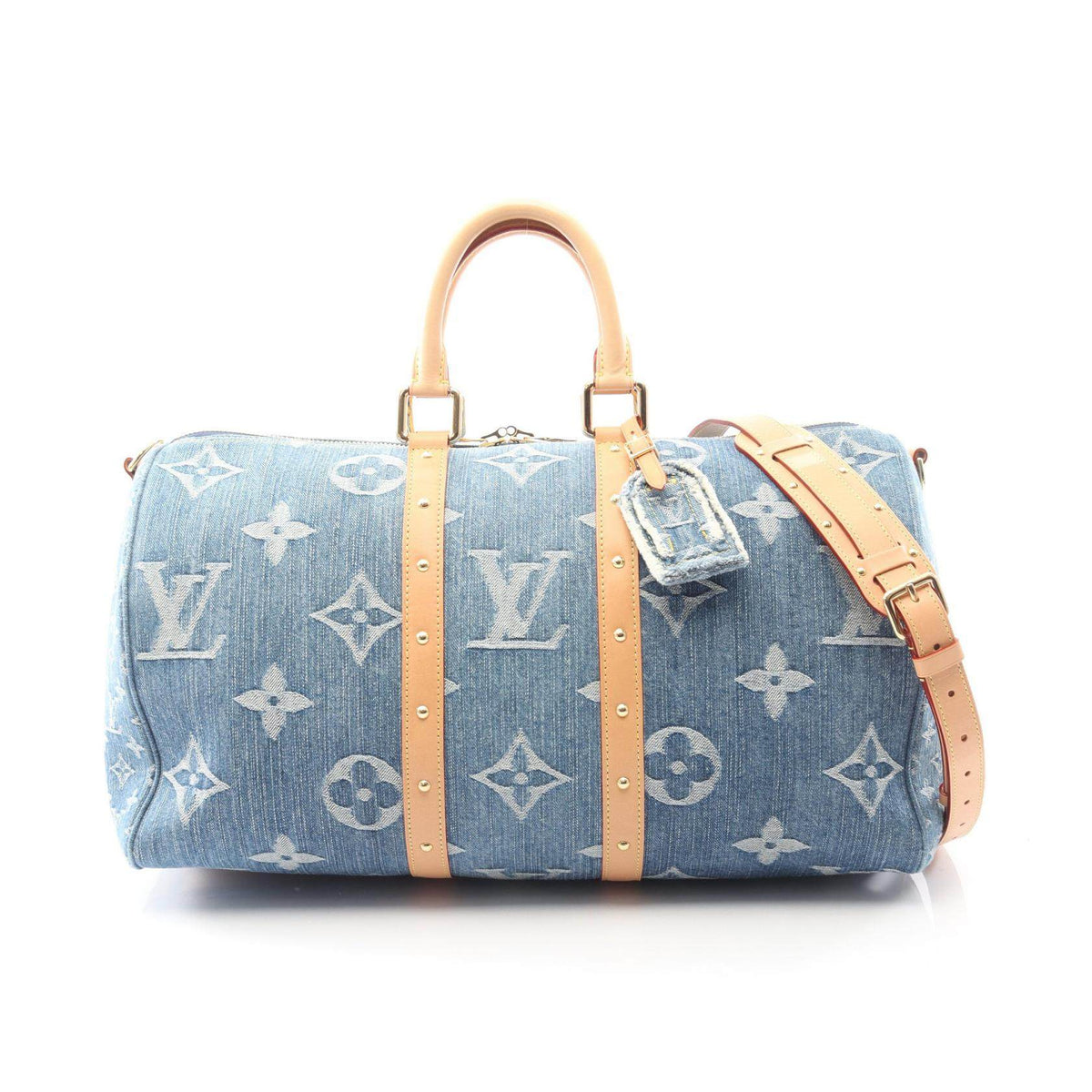 Louis Vuitton LV Remix Keepall Bandouliere 45 Monogram Denim Boston Bag