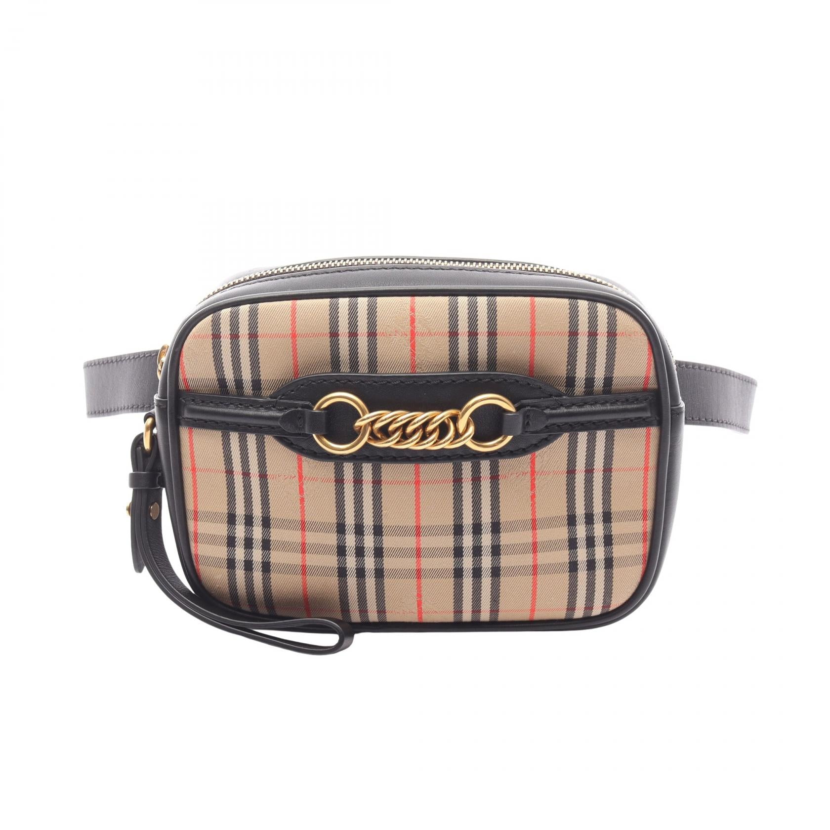 Burberry Check Link Canvas Leather Waist Bag