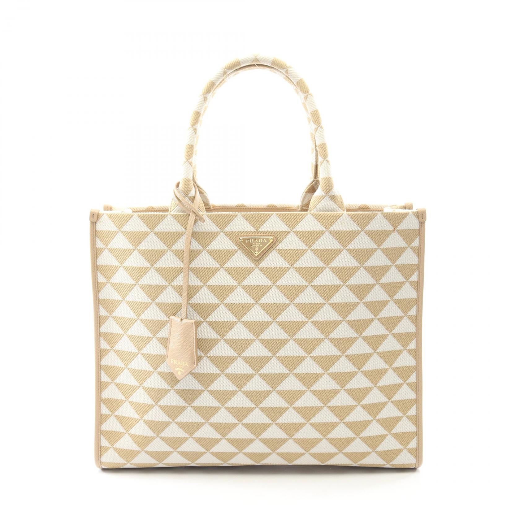 Prada TRIANGOLO JACQUARD Canvas Tote Bag