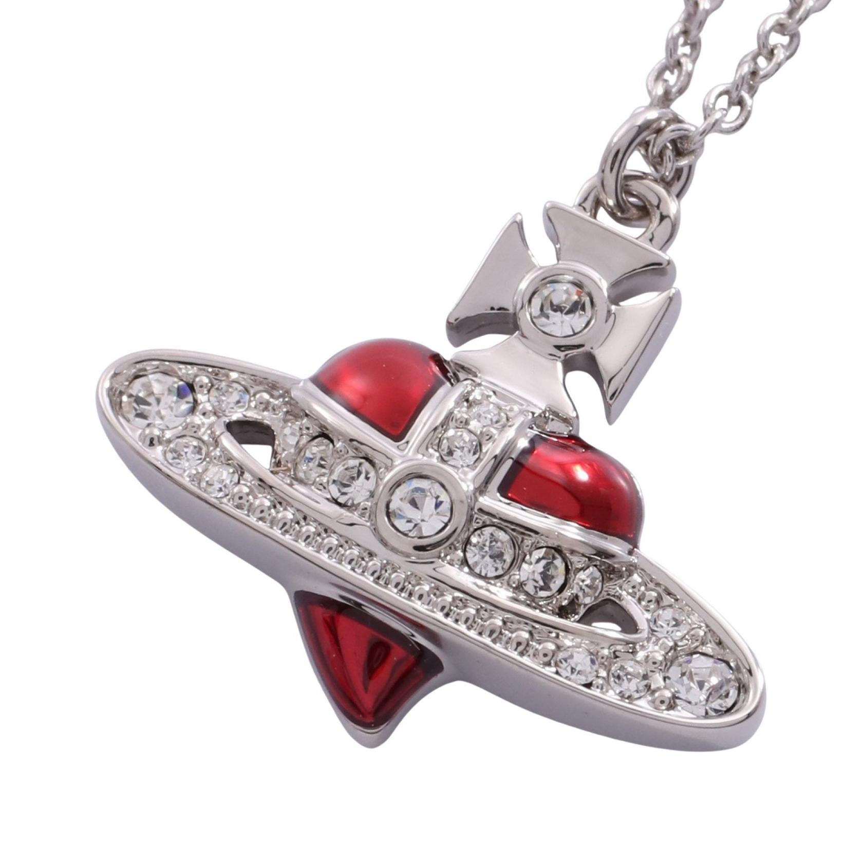 Vivienne Westwood Diamante Heart Orb Stainless Steel Necklace