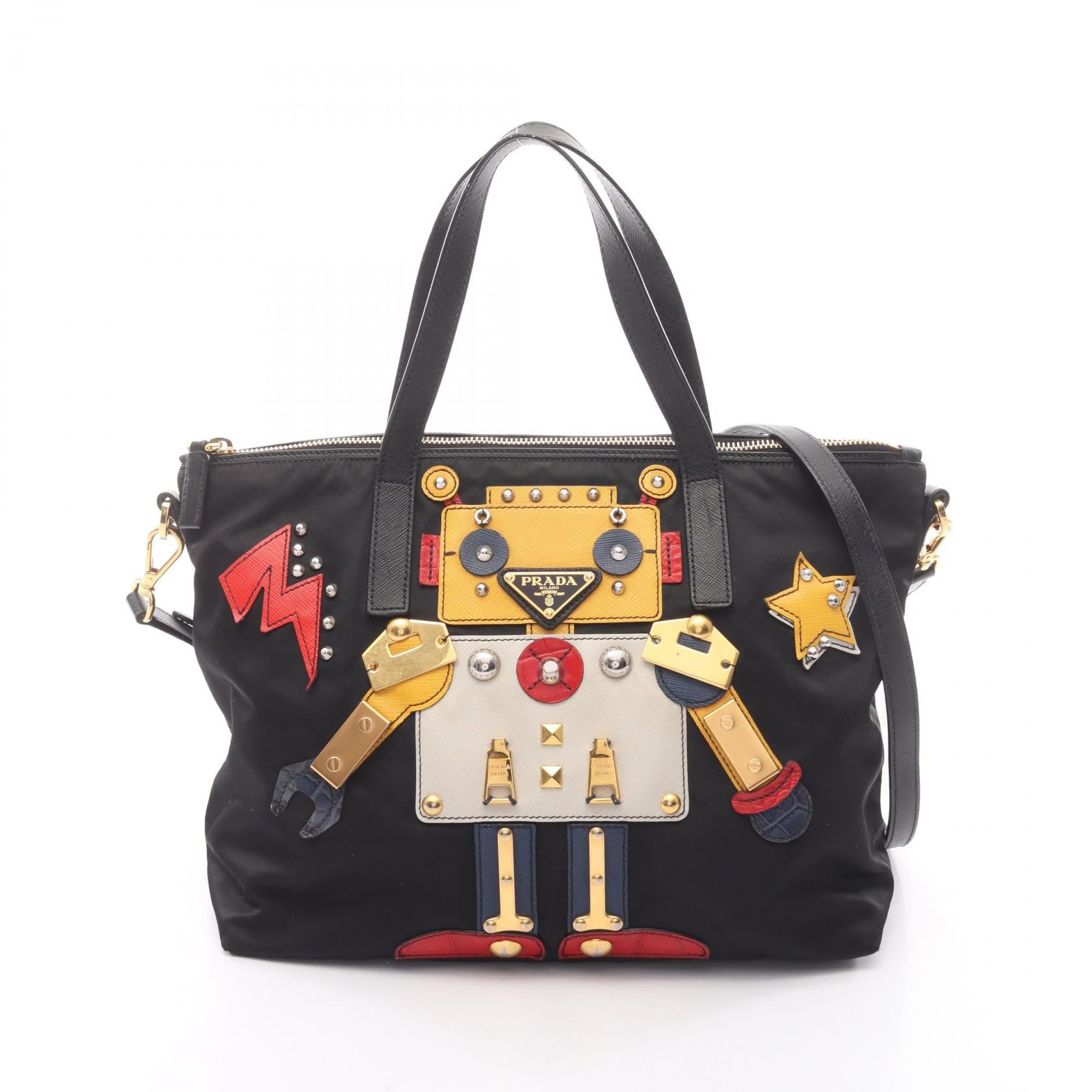Prada Nylon Saffiano Leather Tote Bag