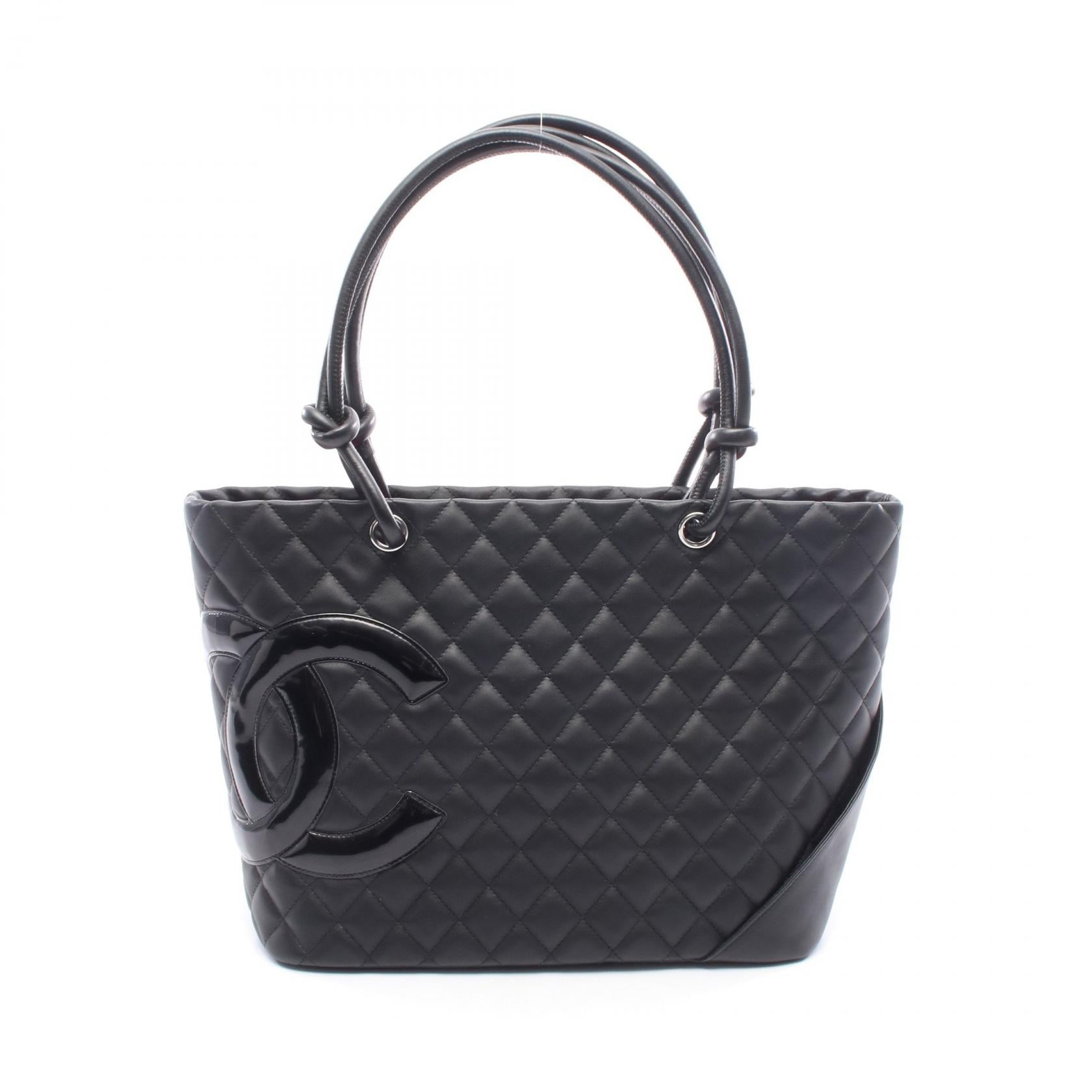 CHANEL Cambon Line Patent Leather Tote Bag
