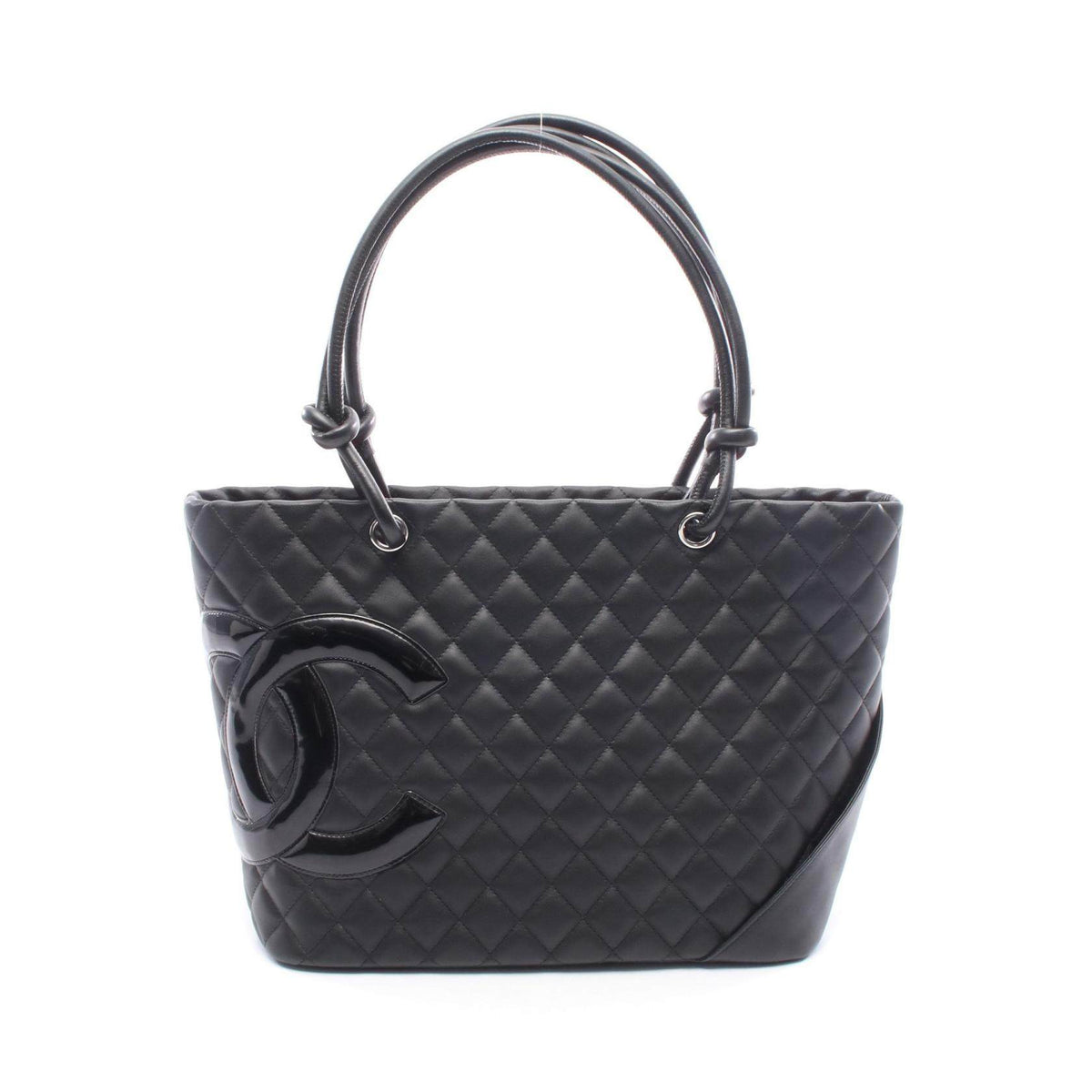 CHANEL Cambon Line Patent Leather Tote Bag