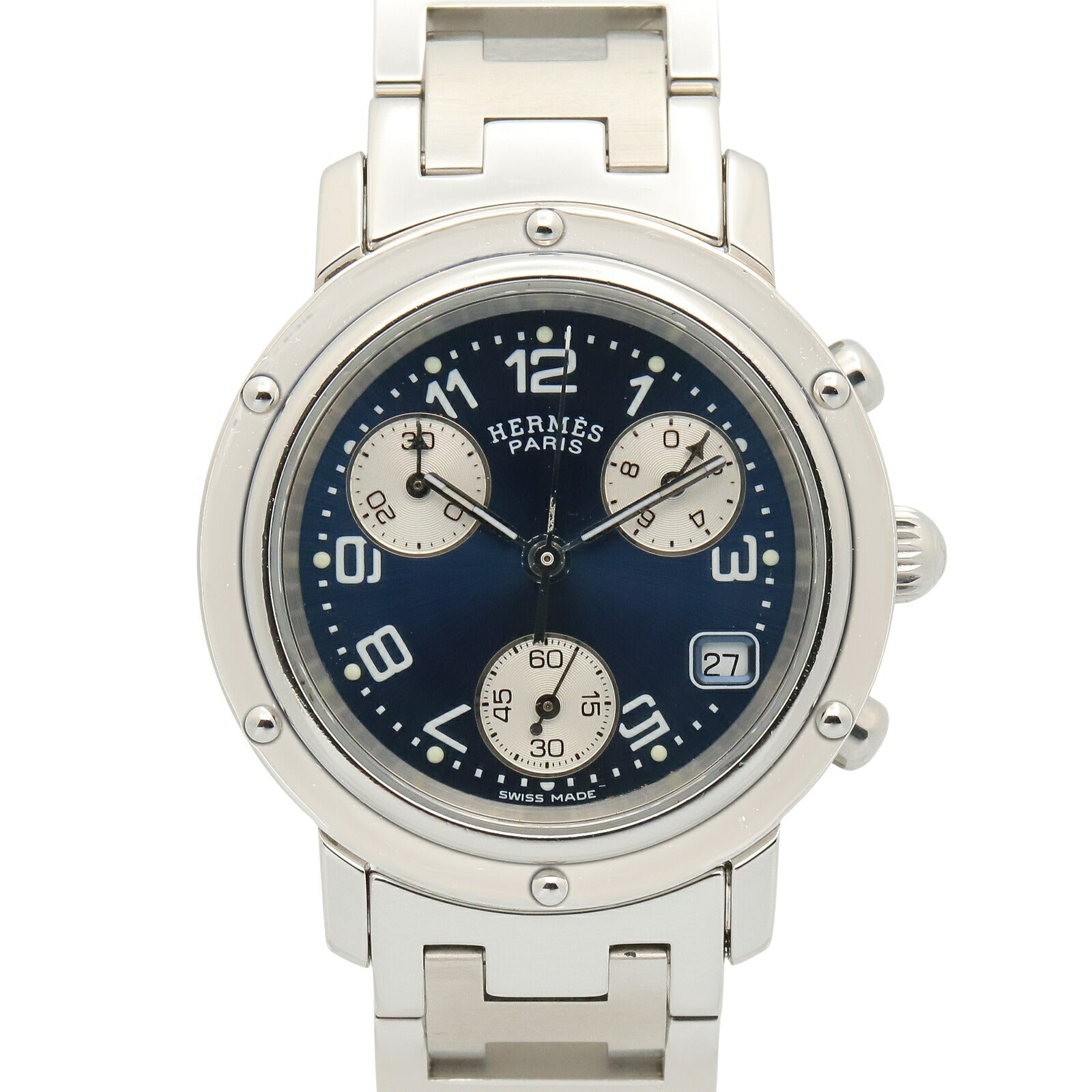 Hermes Clipper Chrono Stainless Steel Watch