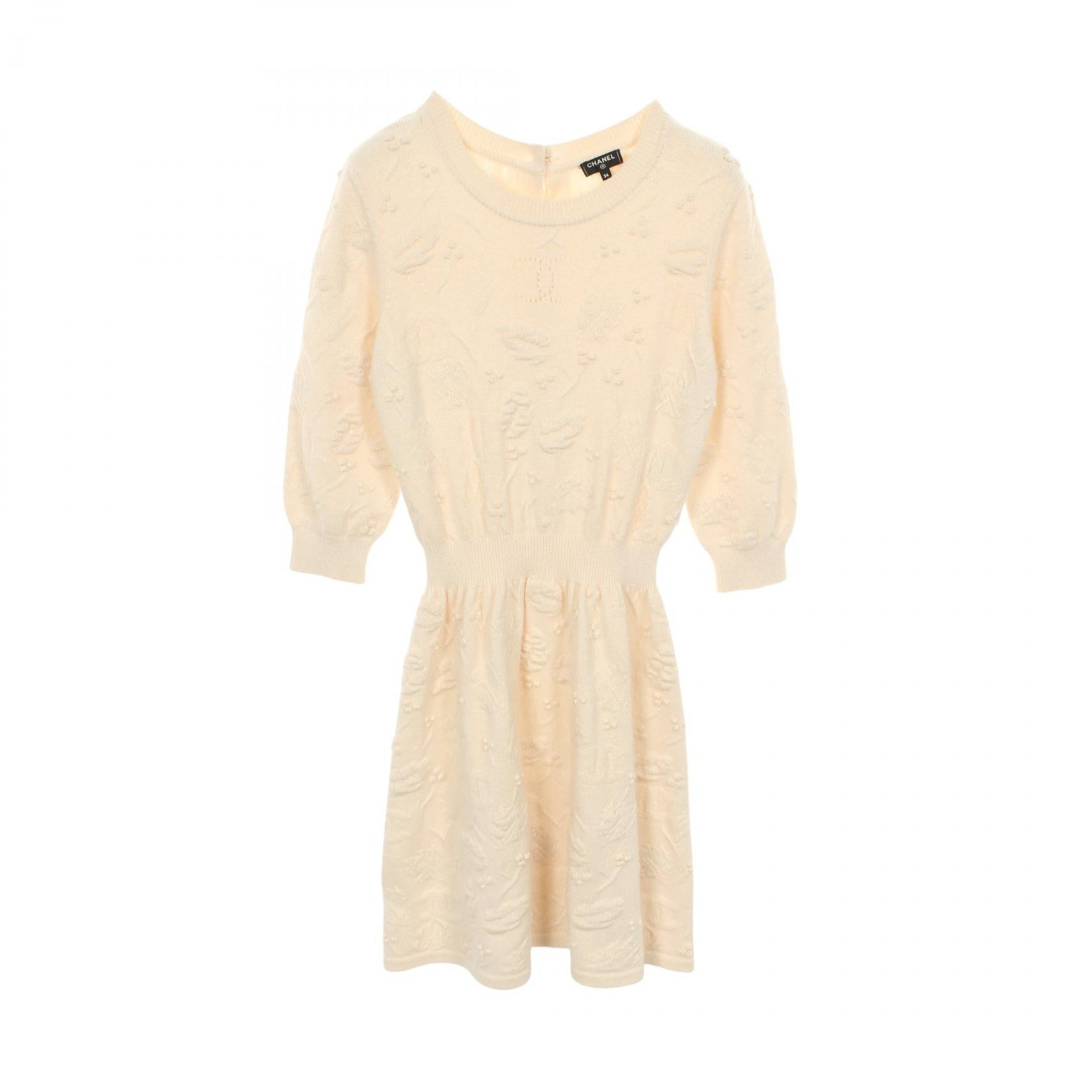 Chanel Coco Mark Knit Dress Wool Cashmere