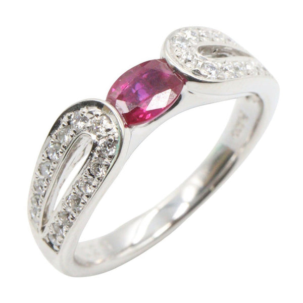 Pt900 Ruby Diamond Ring