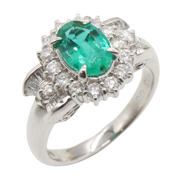 JEWELRY Pt900 Platinum Emerald Diamond Ring