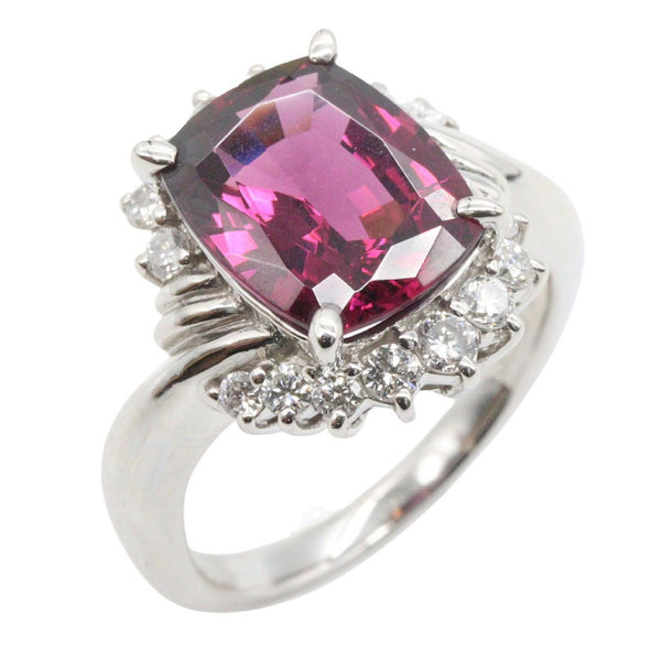 JEWELRY Platinum Garnet Diamond Ring