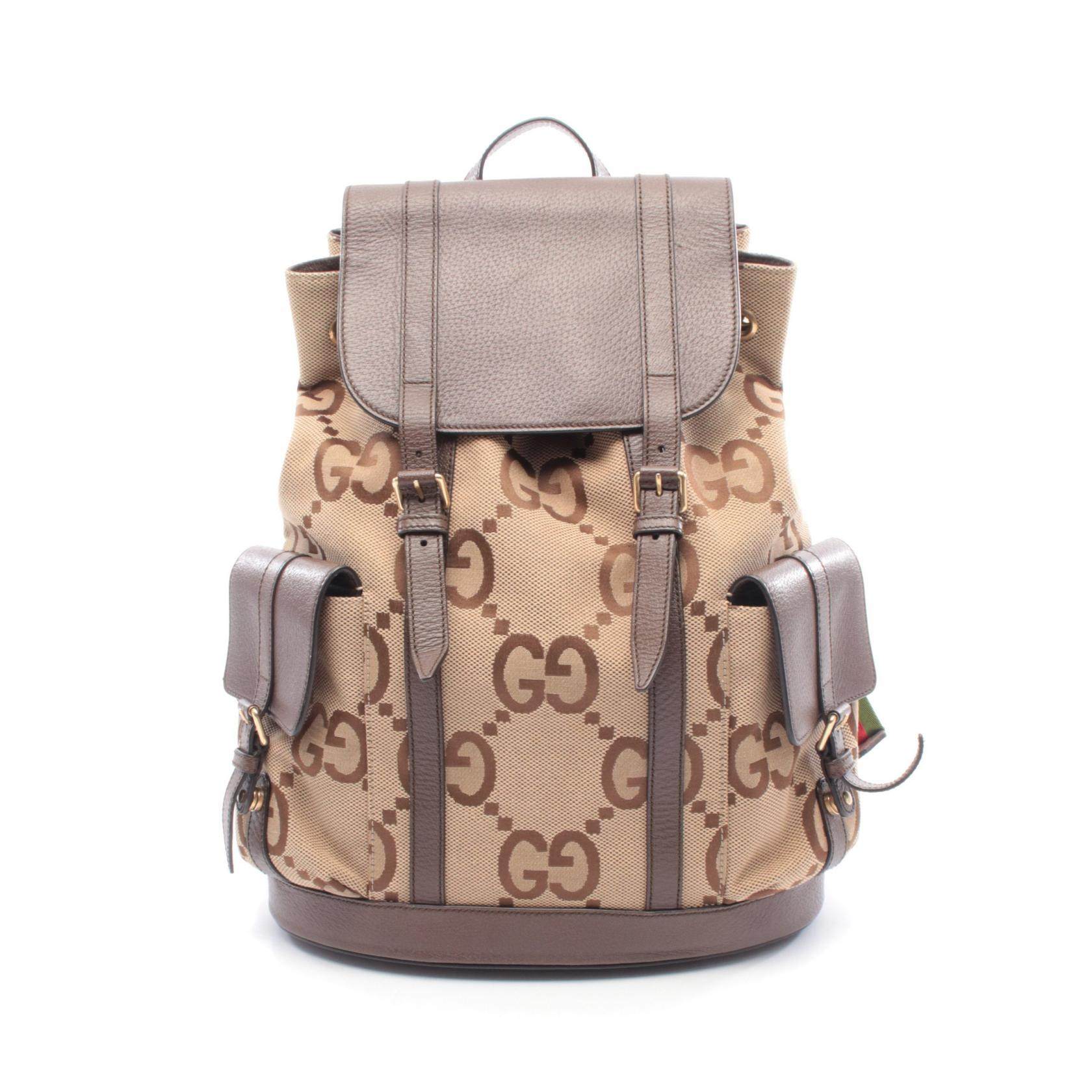 Gucci Jumbo GG Canvas Leather Backpack