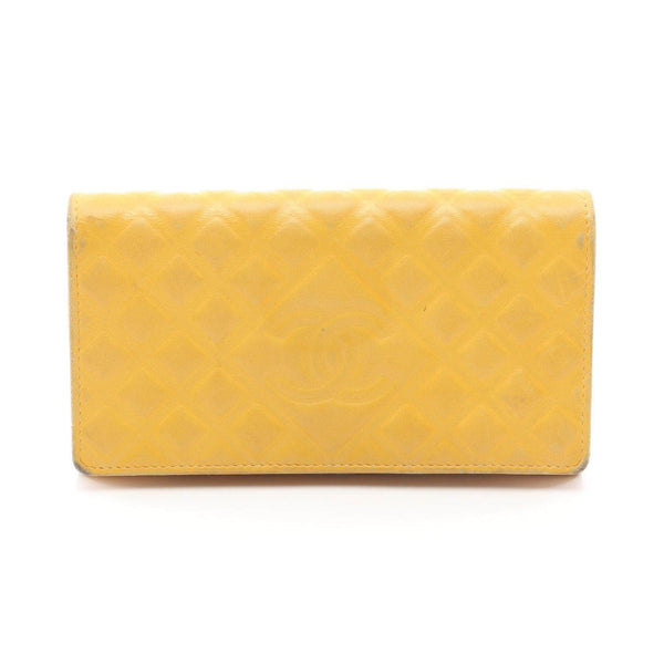 CHANEL Leather Long Bifold Wallet
