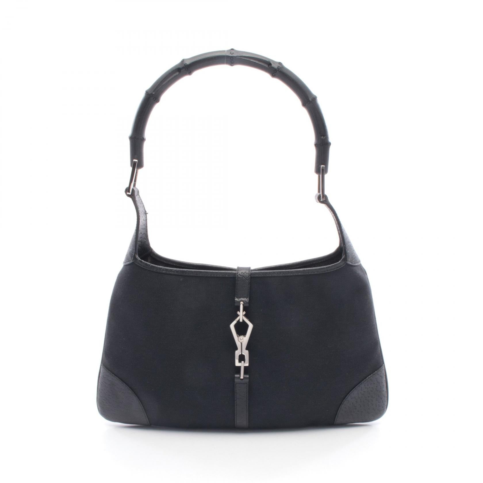 Gucci Bamboo Jackie Canvas Leather Shoulder Bag