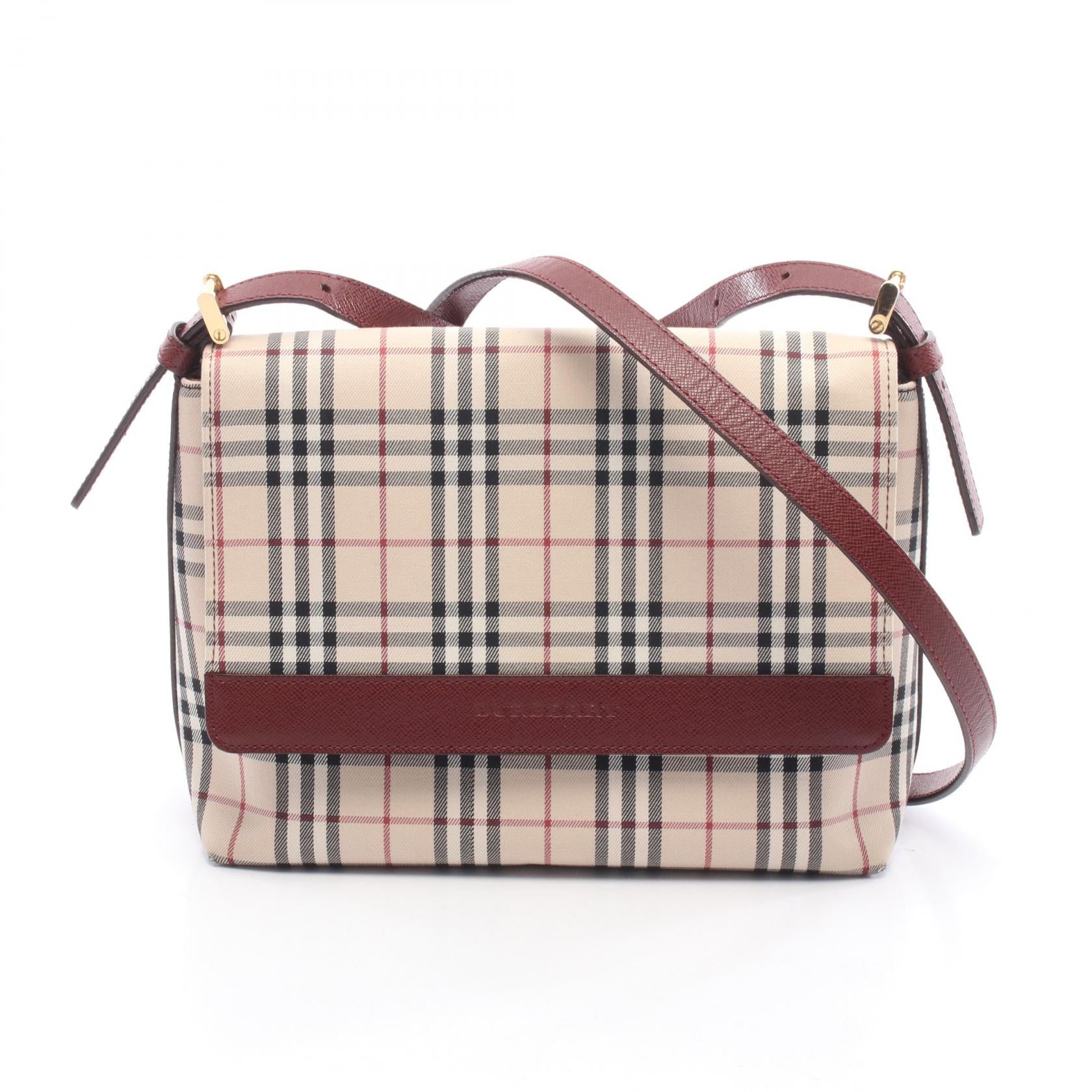 Burberry Nova Check Canvas Leather Shoulder Bag
