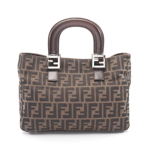 FENDI Zucca Canvas Leather Handbag