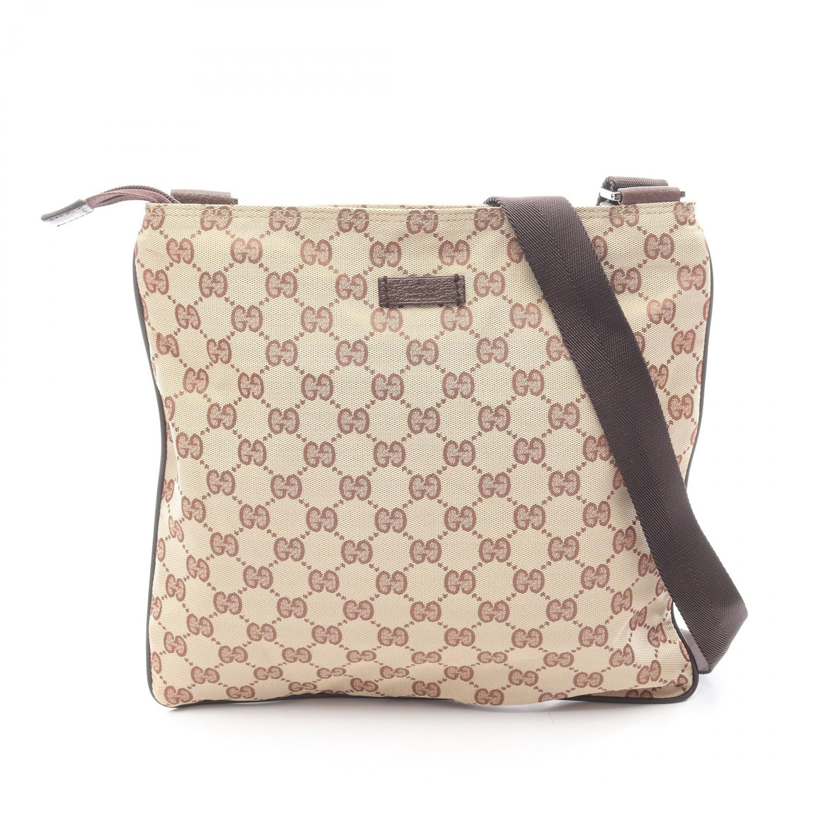 Gucci GG Nylon Canvas Leather Shoulder Bag
