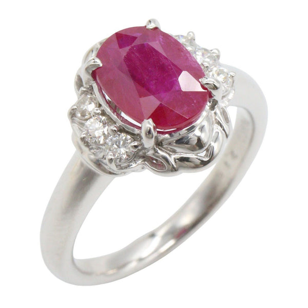 Platinum Diamond Ruby Ring