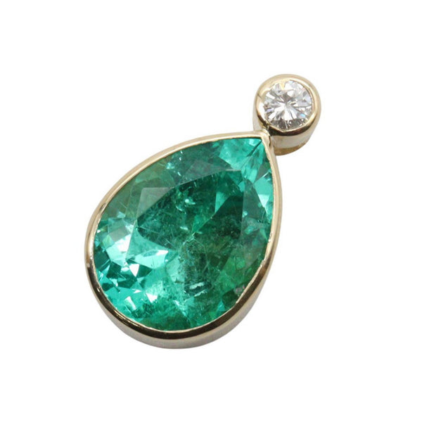 JEWELRY Au750 Emerald Diamond Pendant