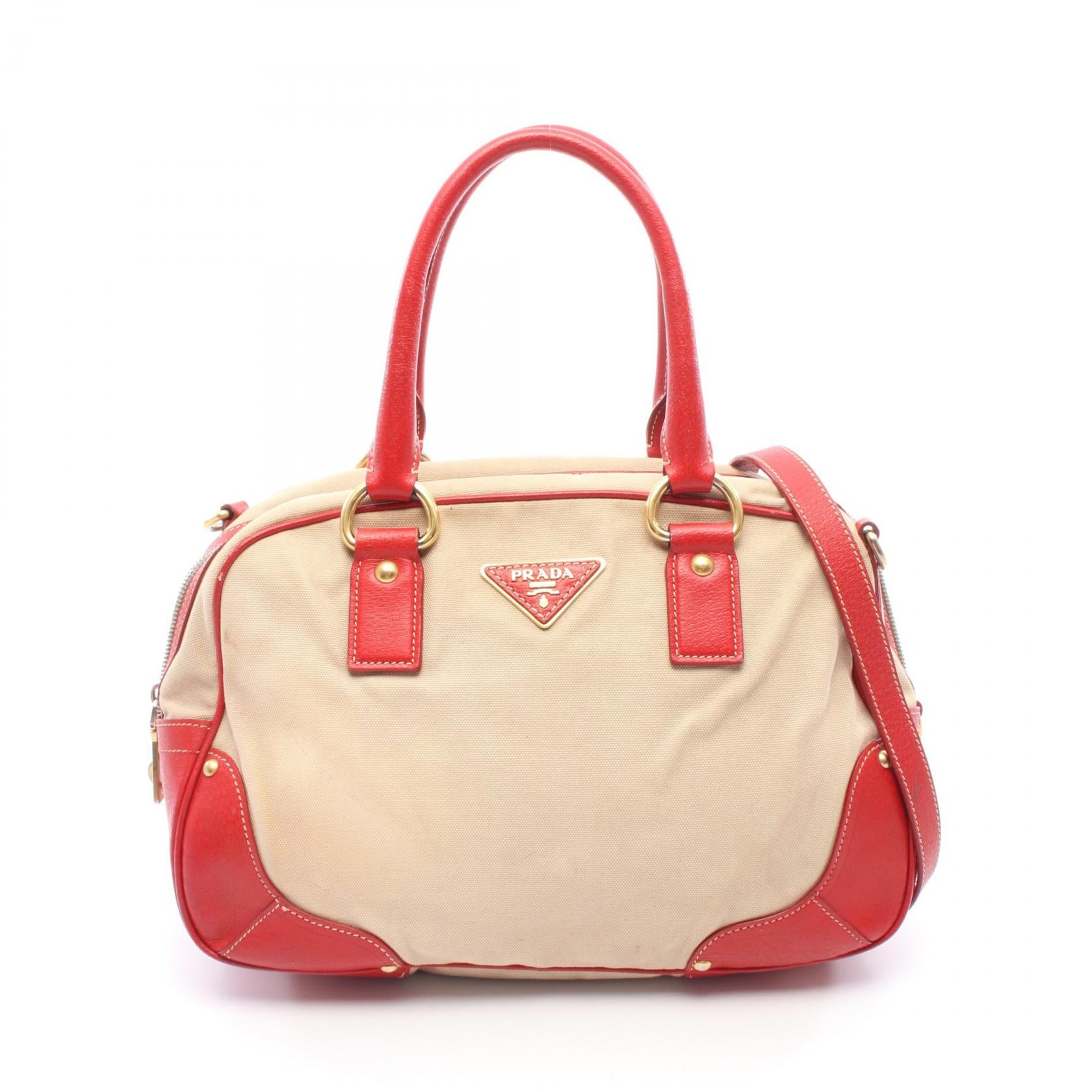 PRADA 2way Canvas Leather Handbag