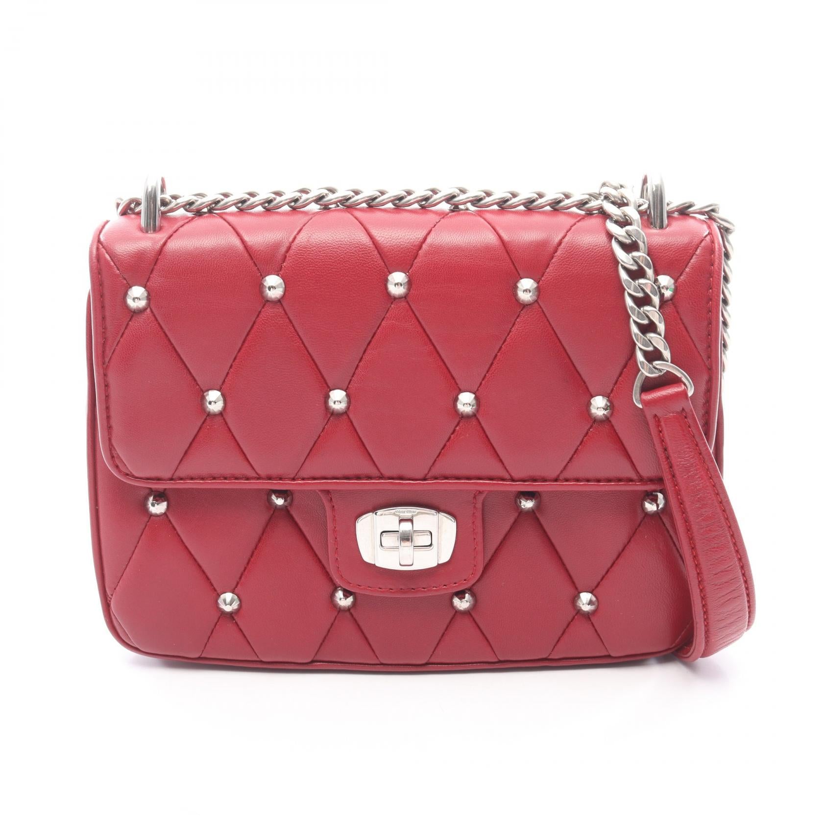 Miu Miu Quilted Studs Leather Shoulder Bag