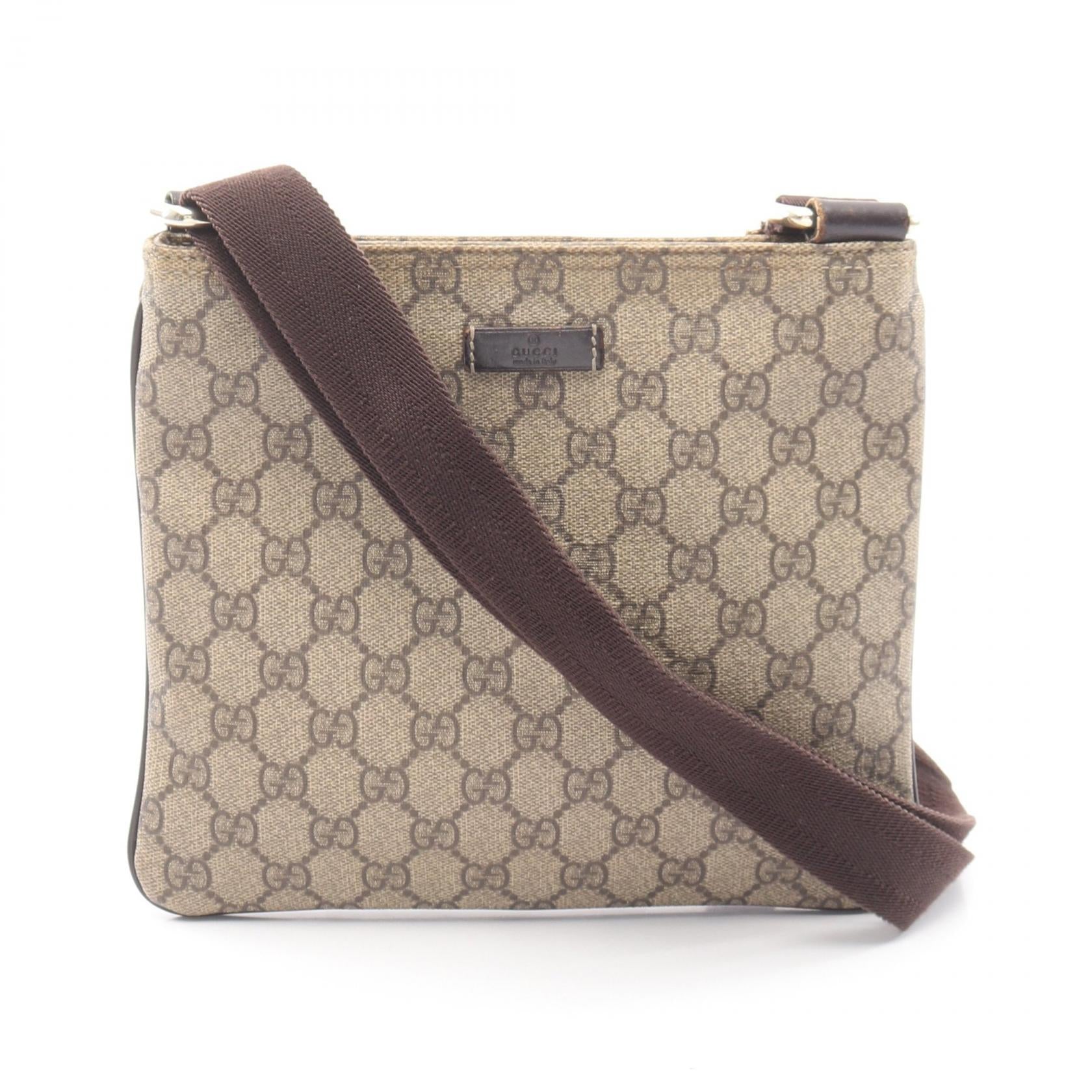 Gucci GG Supreme PVC Coated Canvas Leather Shoulder Bag