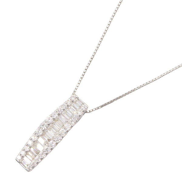 JEWELRY Au750 White Gold Pt850 Platinum Diamond Necklace