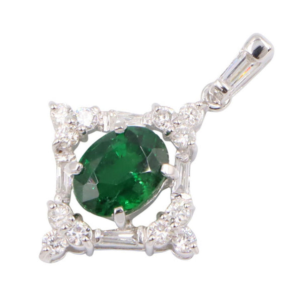 Au750 Green Garnet Diamond Pendant