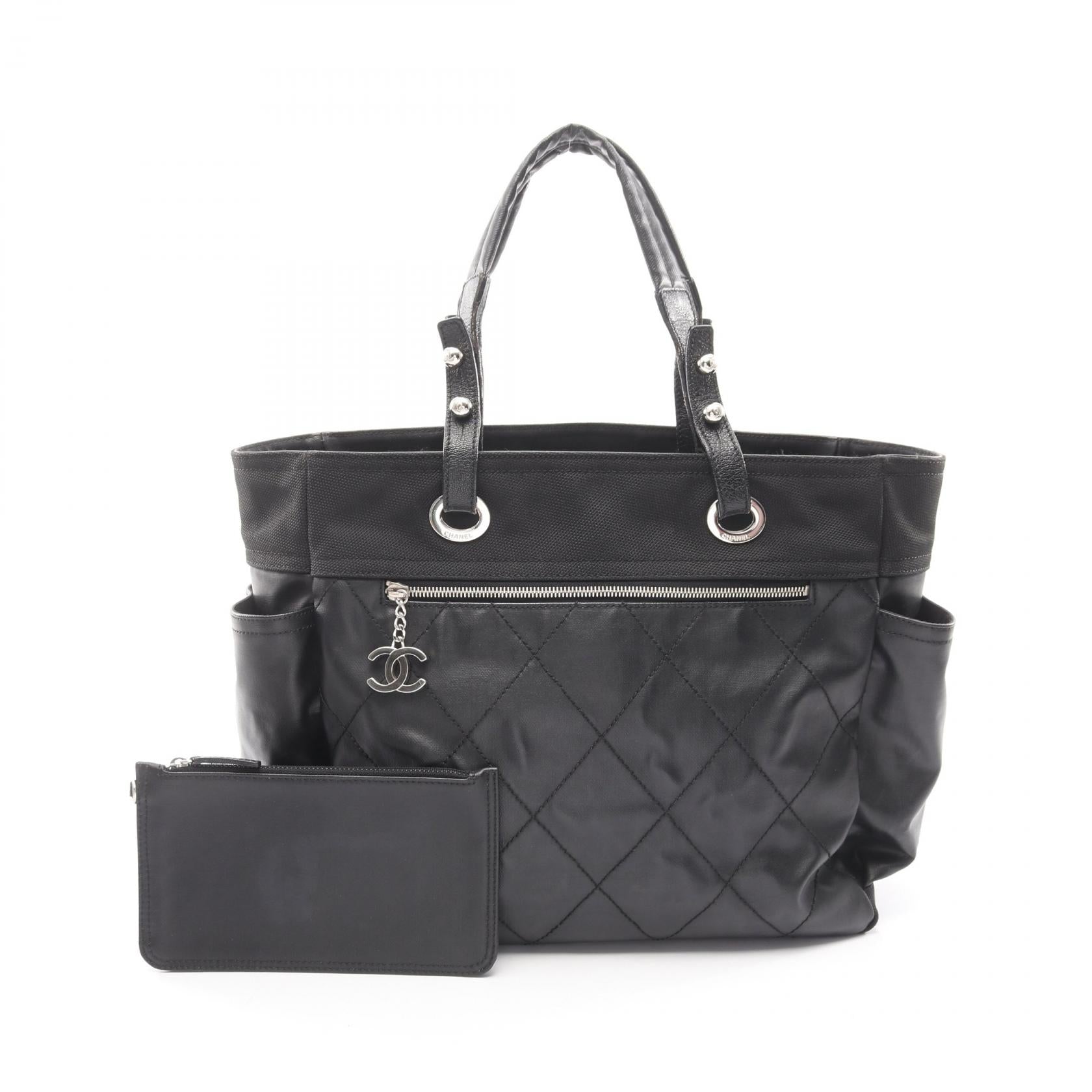 Chanel Paris Biarritz Leather PVC Coated Canvas Tote Bag