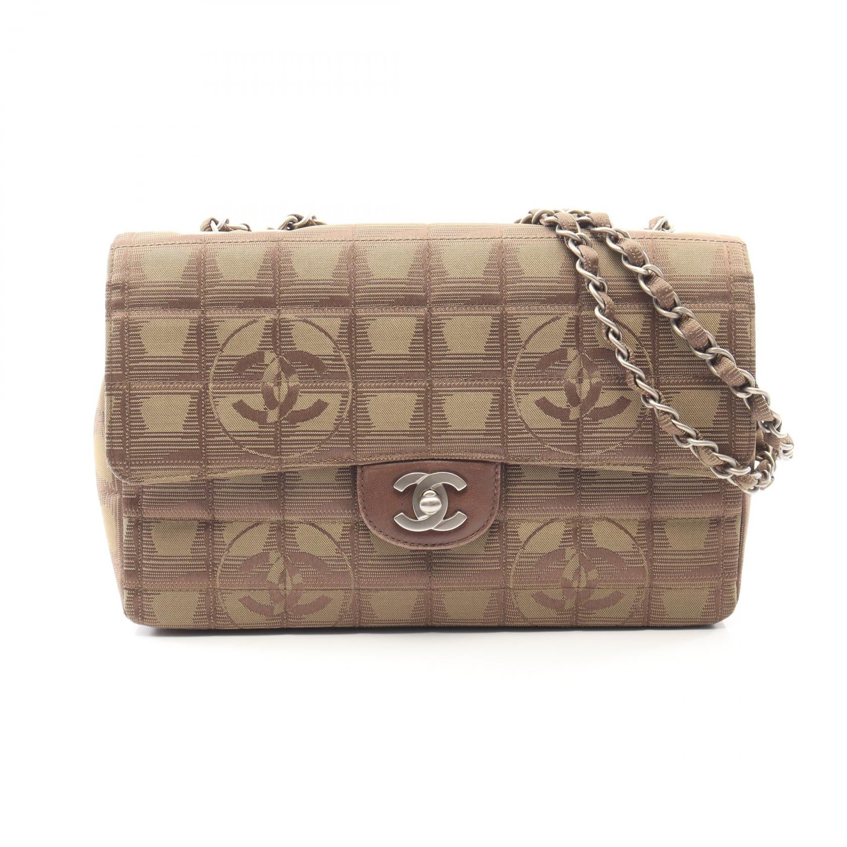 Chanel New Travel Line Leather Nylon Canvas Shoulder Bag