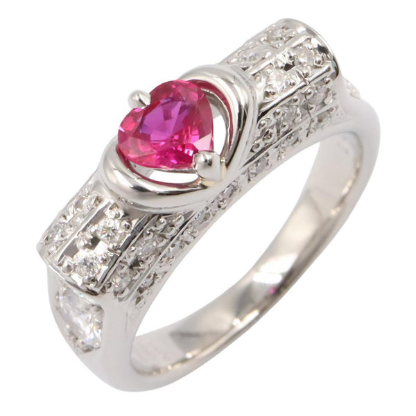 Pt900 Platinum Sapphire Diamond Ring